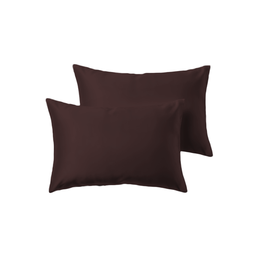 Saf İpek – 2'li Kahverengi Yastık Kılıfı