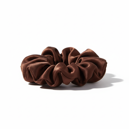 Saf İpek - Kahverengi Medium Scrunchie
