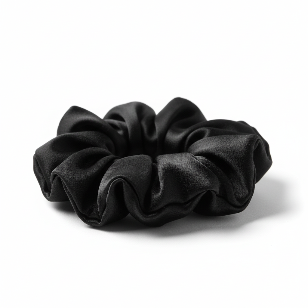 Saf İpek - Siyah Medium Scrunchie