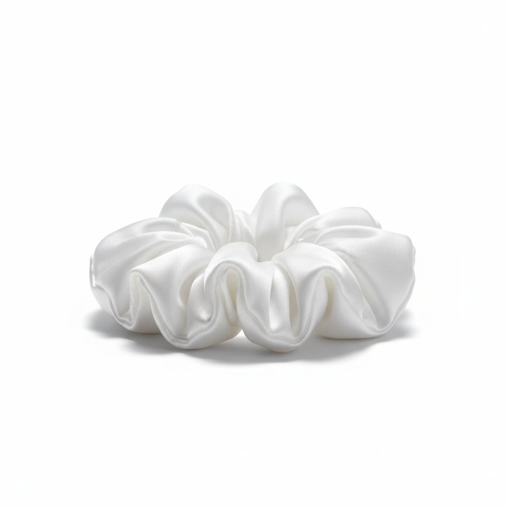 Saf İpek - Beyaz Medium Scrunchie