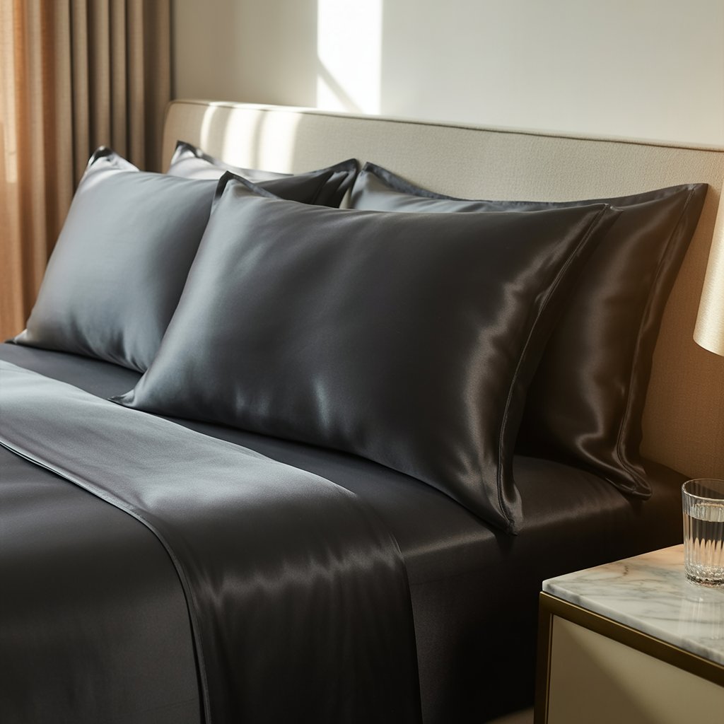 Saf İpek – Siyah Yastık Kılıfı