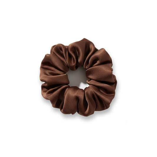Saf İpek - Kahverengi Medium Scrunchie